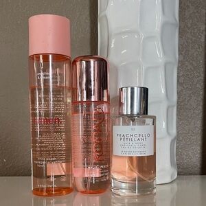 Peach hair and body mist bundle Kopari Le monde gourmand and lumen
